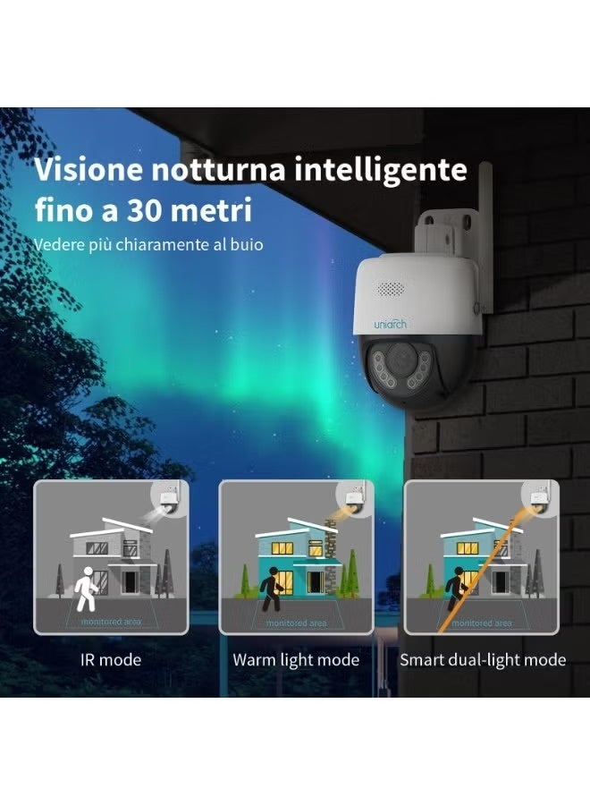 UNIARCH 3MP Pan & Tilt WiFi Security Camera | Outdoor IP66 Waterproof Dome CCTV | 1/2.8" CMOS Sensor, 2304×1296 @20fps, Digital WDR | Two-Way Audio with Built-in Mic & Speaker | Smart IR Night Vision 30m + 10m Warm Light | Motion Detection & Alarm | Ceiling Mount Wireless Camera for Smartphone App Control | Home & Business Surveillance - Image 2