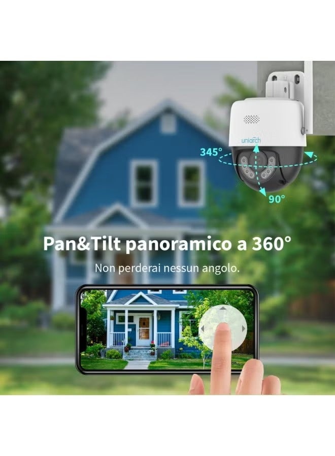 UNIARCH 3MP Pan & Tilt WiFi Security Camera | Outdoor IP66 Waterproof Dome CCTV | 1/2.8" CMOS Sensor, 2304×1296 @20fps, Digital WDR | Two-Way Audio with Built-in Mic & Speaker | Smart IR Night Vision 30m + 10m Warm Light | Motion Detection & Alarm | Ceiling Mount Wireless Camera for Smartphone App Control | Home & Business Surveillance - Image 4