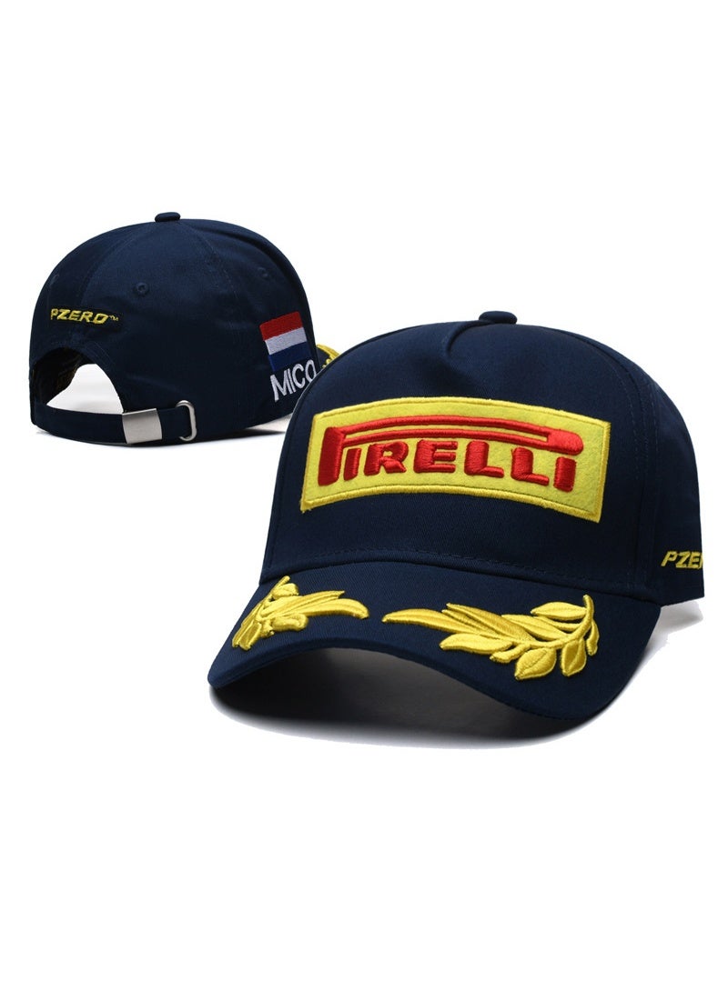 قبعة بيسبول بحرية من بيريلي مع علامة "P ZERO"، تطريز إكليل الغار وتفاصيل سباق موناكو