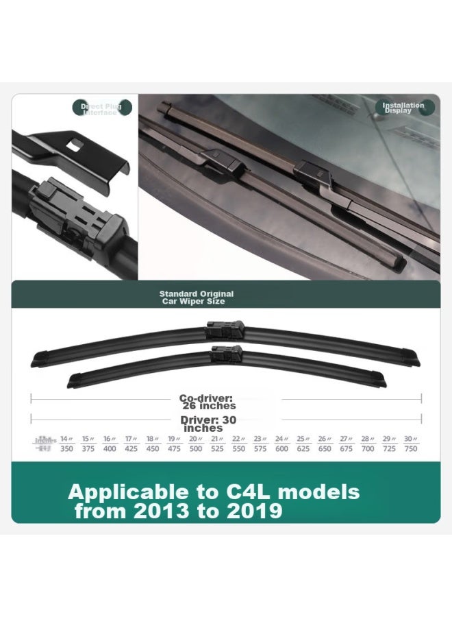 XUFENG Xufeng Car Accessories (xufeng) Dongfeng Citroen C4l Windshield Wipers For 2013- Models, Specialized Boneless Wiper Blades, Original - Talled, One Pair  - Image 2