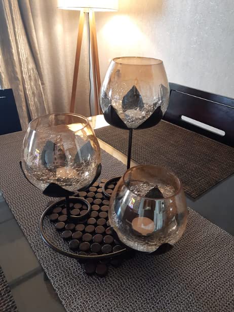 Tuxedo Tuxédo 3pc Gold Glass Candle Holders - 3- Candlesticks Holders Gold Glass Candle for Home Decoration Dinning Table Decoration Candle Wedding Holiday Décor - Image 2