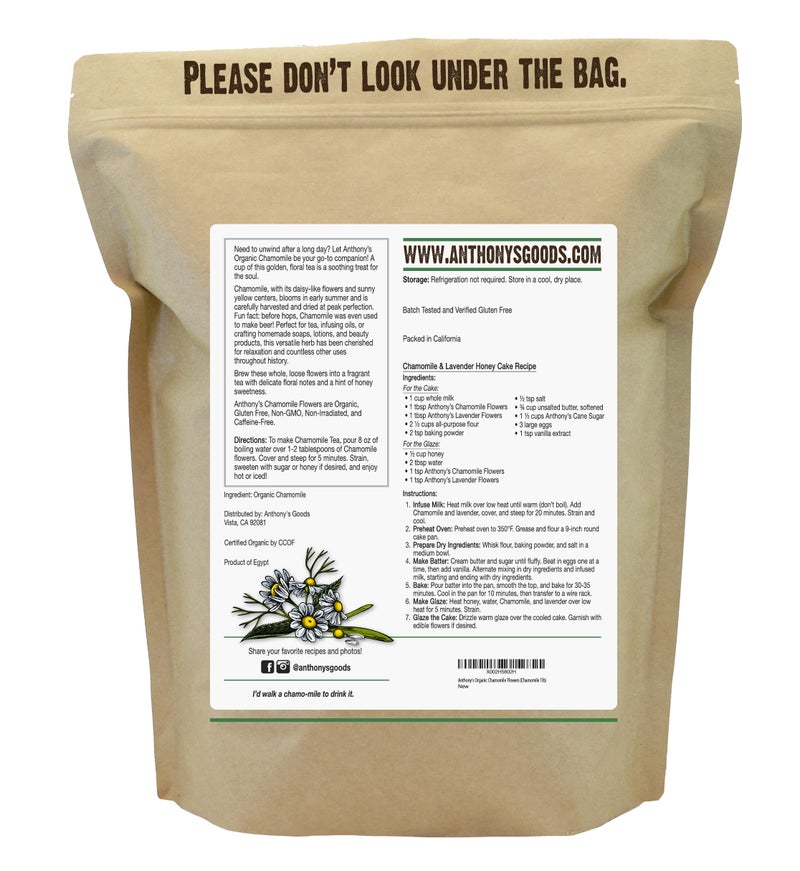 Anthony's Organic Chamomile Flowers, 1 lb, Whole, Loose Leaf, Gluten Free, Non GMO, Non Irradiated - Image 2