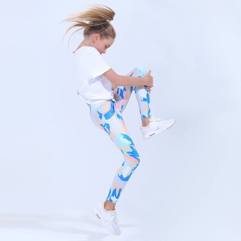 Quedoris Girls 3-Pack Printed Leggings Dazzle Blue Camo Blue Bubble 130Y - Image 2