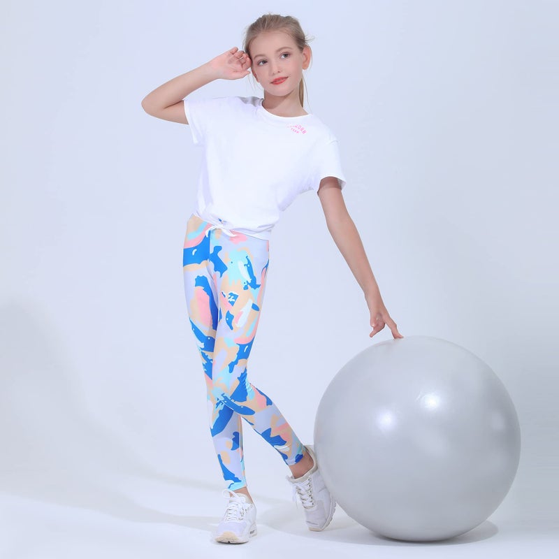 Quedoris Girls 3-Pack Printed Leggings Dazzle Blue Camo Blue Bubble 130Y - Image 3
