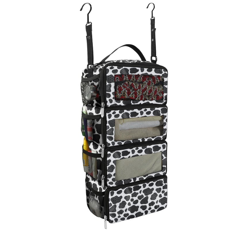 Olosar Suitcase Organizer, Travel Luggage Organizer Portable Hanging Travel Shelves Collapsible Hanging Packing Cubes for Carry on Suitcase, Cow Pattern - Image 1