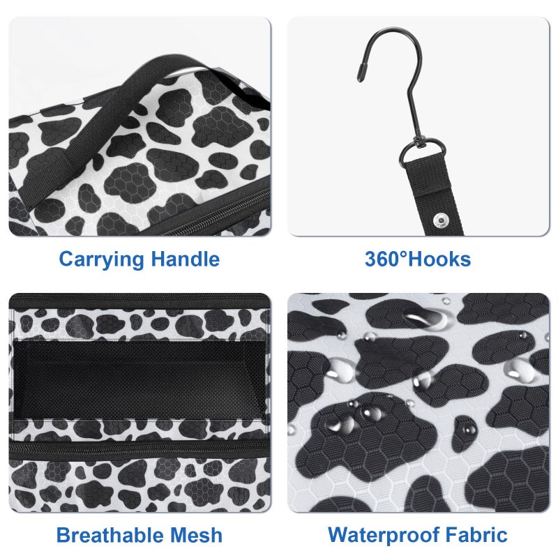 Olosar Suitcase Organizer, Travel Luggage Organizer Portable Hanging Travel Shelves Collapsible Hanging Packing Cubes for Carry on Suitcase, Cow Pattern - Image 5
