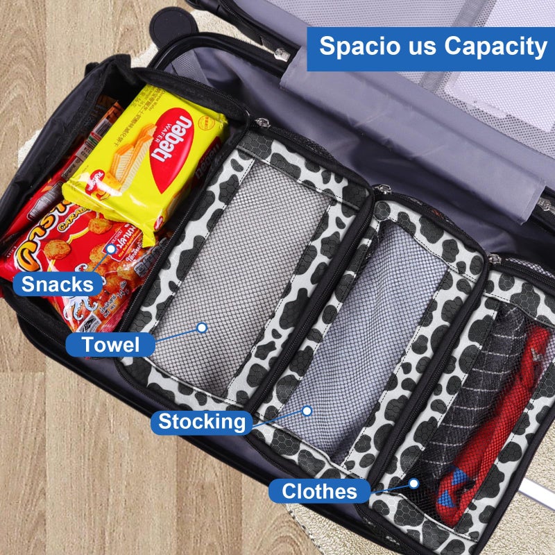 Olosar Suitcase Organizer, Travel Luggage Organizer Portable Hanging Travel Shelves Collapsible Hanging Packing Cubes for Carry on Suitcase, Cow Pattern - Image 2