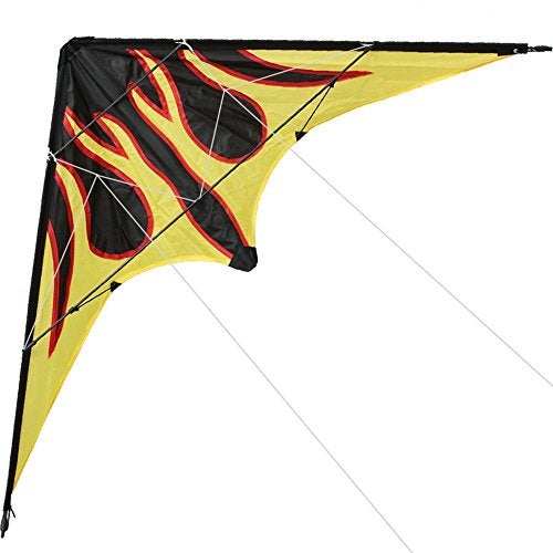 Hengda Kite طائرة هنجدا كايت فاير 48 بوصة بطائرة مزدوجة الخطوط للألعاب الرياضية الخارجية للأطفال والبالغين، شاطئ ورياضة ممتعة، مع مقبض وخط وحقيبة متضمنة - Image 1