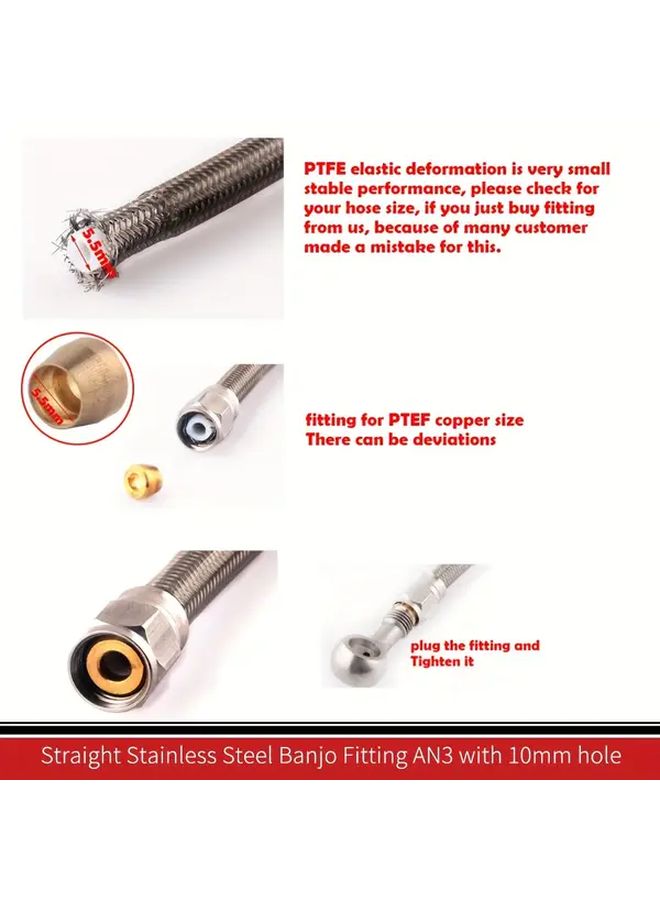 تركيبات باجو من الفولاذ المقاوم للصدأ بفتحة 10 مم لخط خرطوم PTFE نوع AN3 - Image 5