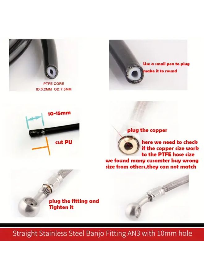 تركيبات باجو من الفولاذ المقاوم للصدأ بفتحة 10 مم لخط خرطوم PTFE نوع AN3 - Image 4
