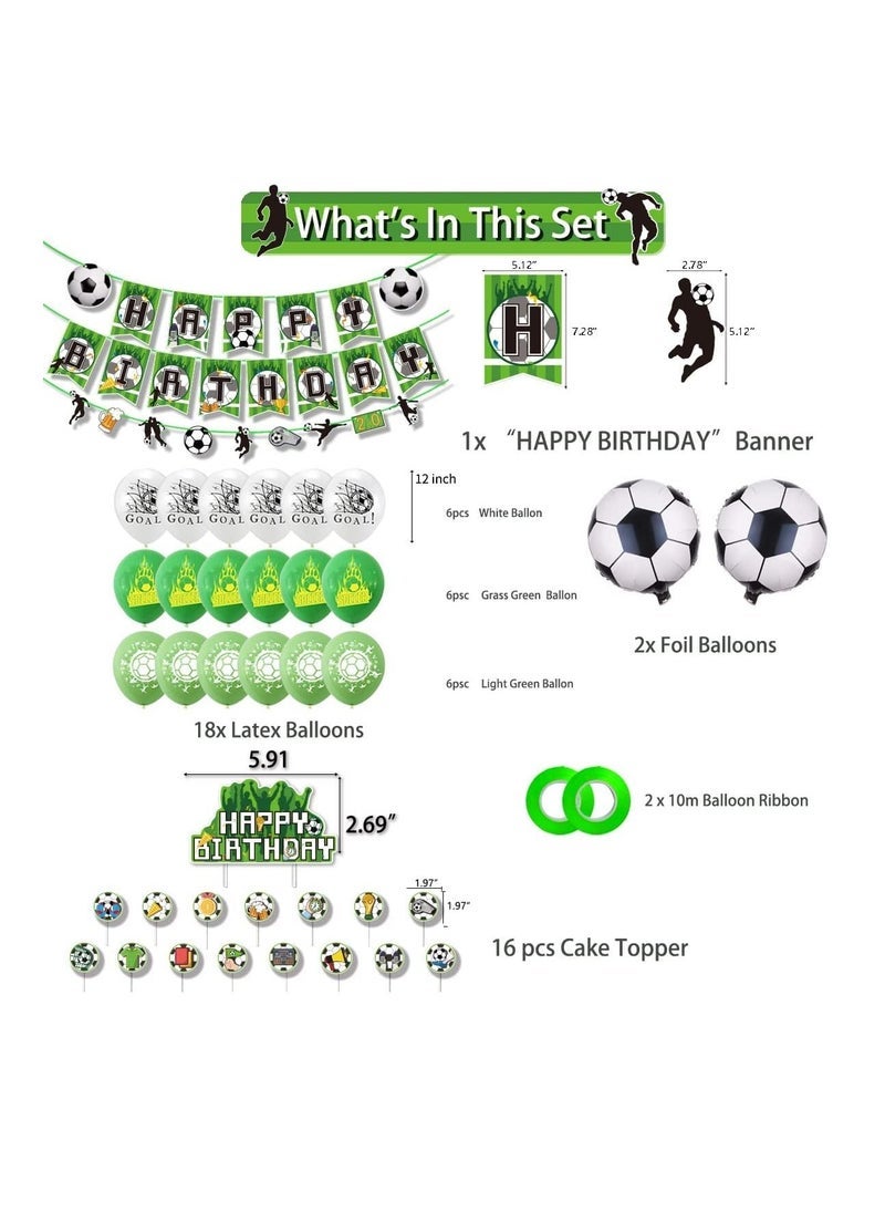 دونيسو مجموعة زينة حفلة عيد ميلاد كرة القدم / موضوع كرة القدم ، بالون رقائق كرة القدم لكرة القدم ، لوازم حفلة عيد ميلاد ، مجموعة بالون علم كرة القدم عالية الجودة - Image 2