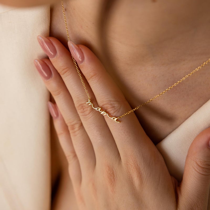 Moodear Dainty Small Mama Necklaces for Women - 18K Gold Plated Mom Chain Pendant Necklace for New Mom Gifts Christmas Birthday - Image 2
