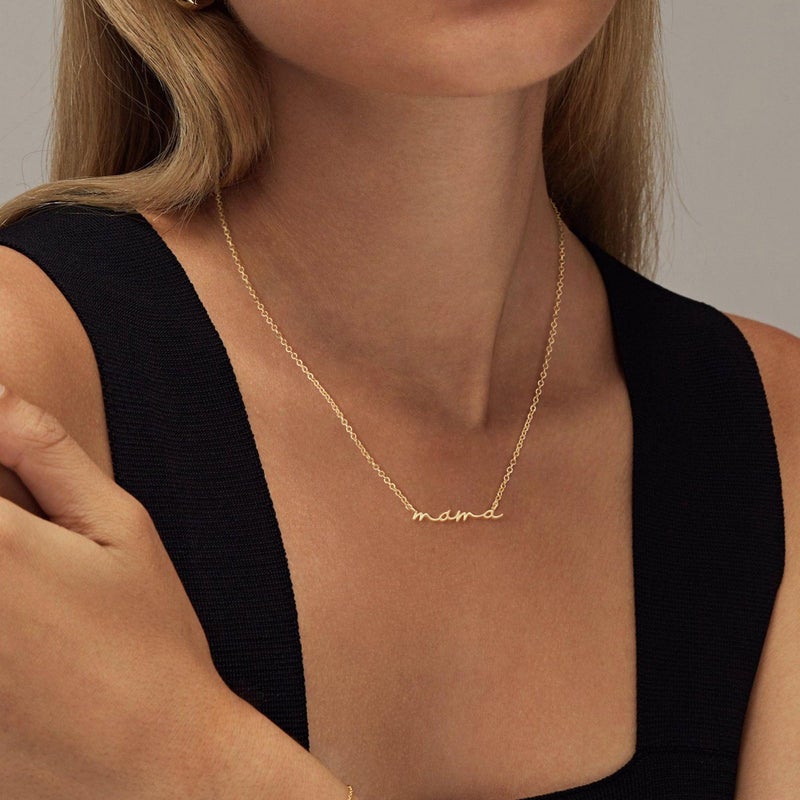 Moodear Dainty Small Mama Necklaces for Women - 18K Gold Plated Mom Chain Pendant Necklace for New Mom Gifts Christmas Birthday - Image 5