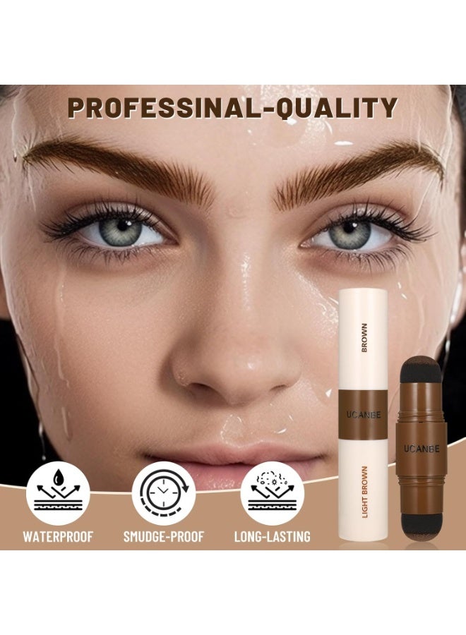 Ucanbe UCANBE 25PCS Eyebrow Stamp Stencil Kit With Dual-Color Eyebrow Stamp Pomade,20 Reusable Eyebrow Stencils,Finising Powder,Brush,Eyebrow Razor,Zipper Pouch,Waterproof Eye Brow Stamping and Shaping Kit02  - Image 4