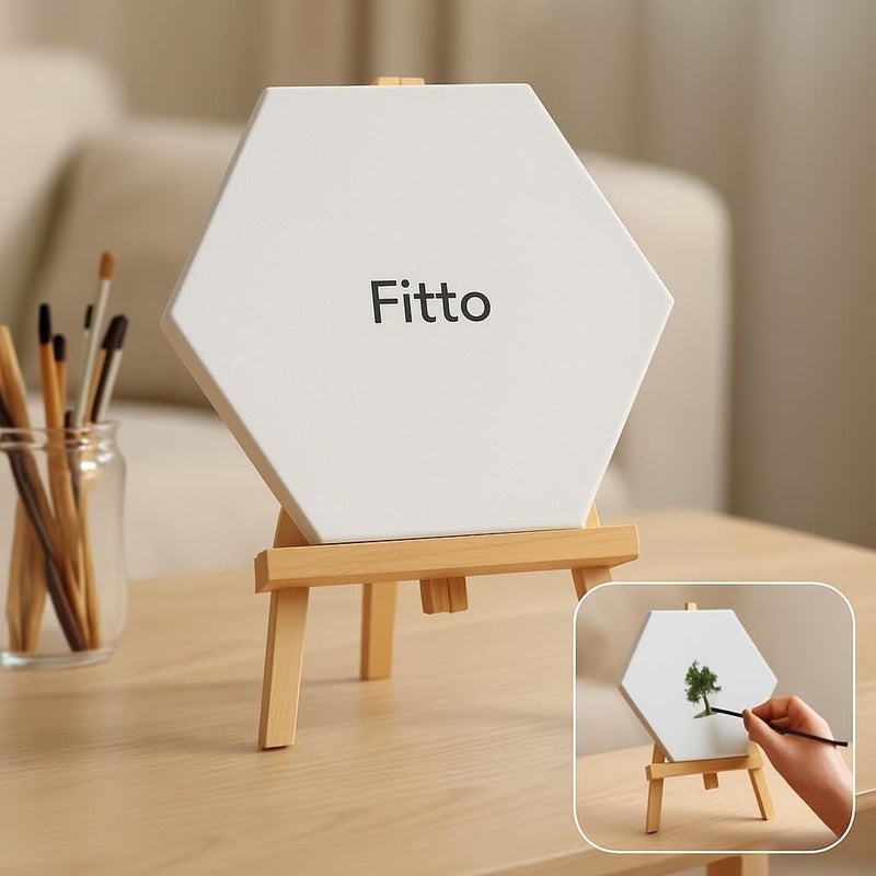Fitto 20x20cm Hexagon Canvas with 29x20cm Wooden Stand - Image 3