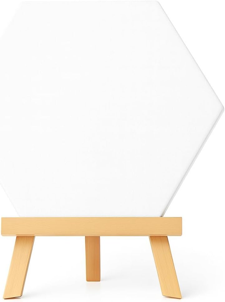 Fitto 20x20cm Hexagon Canvas with 29x20cm Wooden Stand - Image 1