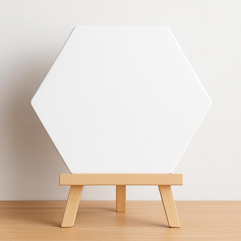 Fitto 20x20cm Hexagon Canvas with 29x20cm Wooden Stand - Image 2