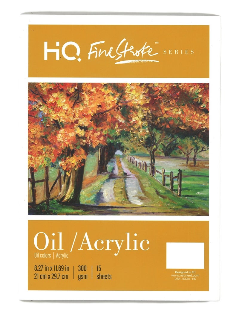 HQ A4 Size Finestroke Oil And Acrylic Painting Pad 15 Sheets 300gsm Thickness  - Image 1
