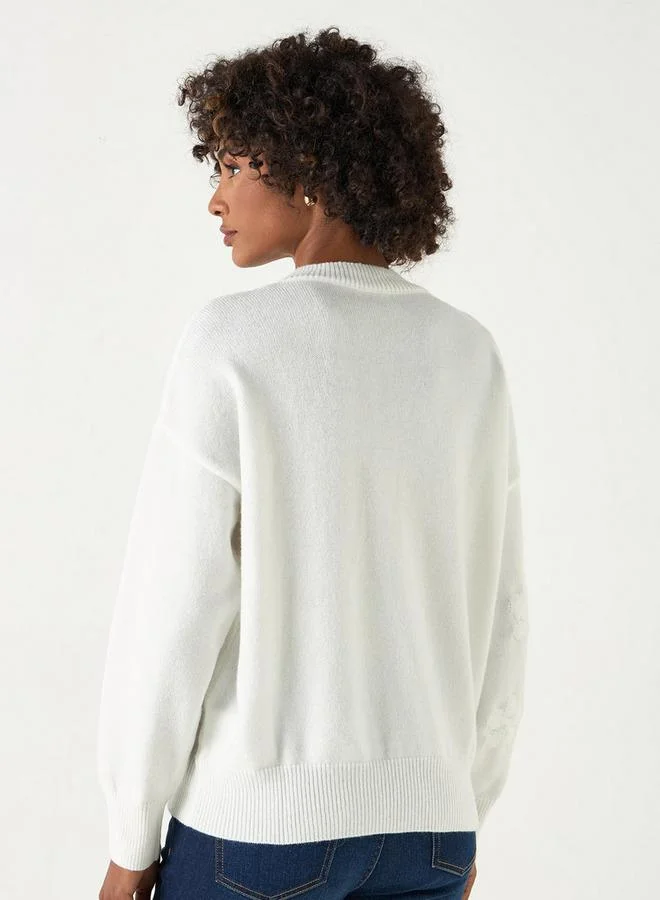 2Xtremz 2Xtremz Embellished Sweater with Round Neck and Long Sleeves