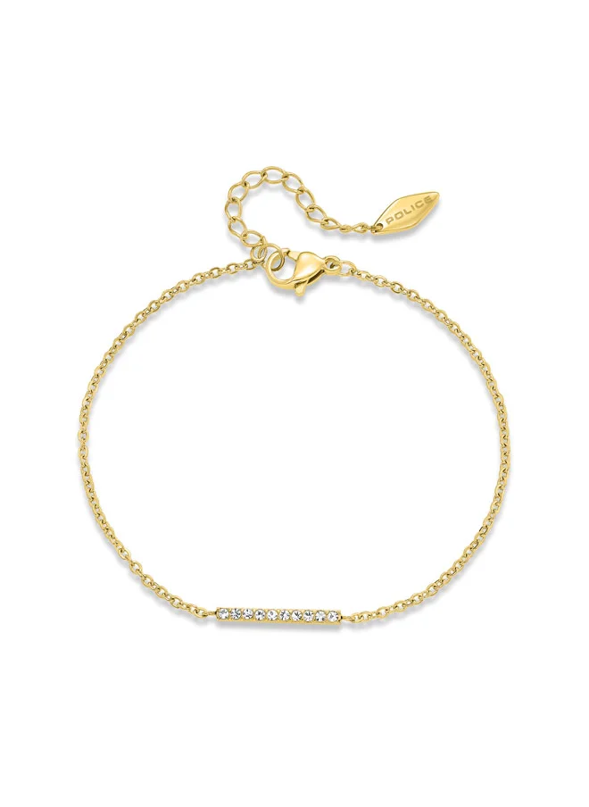 POLICE Medellin Gold-Plated BraceletSleek Straight Line Charm with Shimmering Crystals
