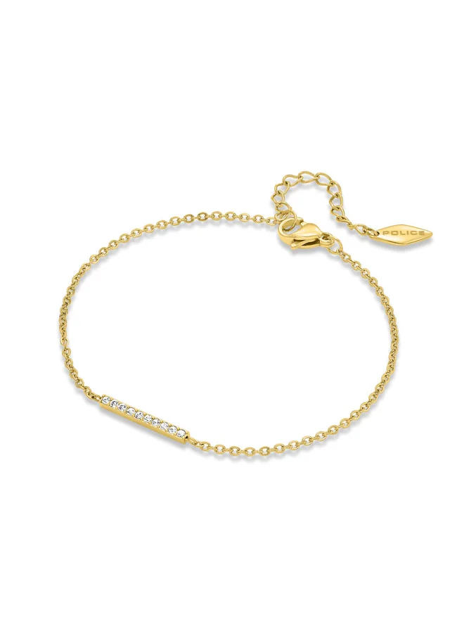 POLICE Medellin Gold-Plated BraceletSleek Straight Line Charm with Shimmering Crystals
