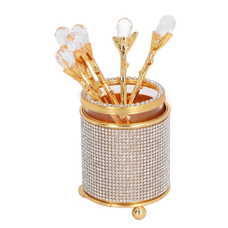 6Pcs Coffee Spoons Set with Holder Zinc Alloy Gold Dessert Spoons Mini Tea Spoons Set for Fruit Stirring Mixing Sugar Ice Cream Cake - Image 5
