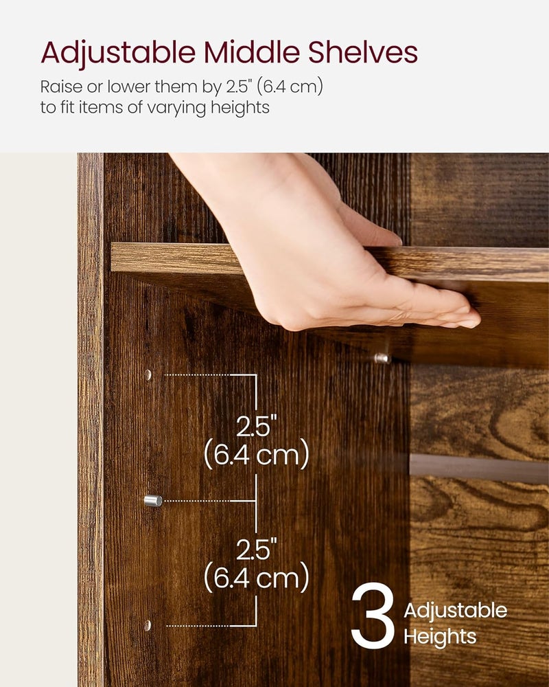 VASAGLE Shoe Bench Shoe Rack with Seat, Bench with Storage Space, Cushion, 6 Compartments, Adjustable Shelves for Hallway, Bedroom, 30 x 87 x 48 cm, Vintage Brown-Grey - Image 5