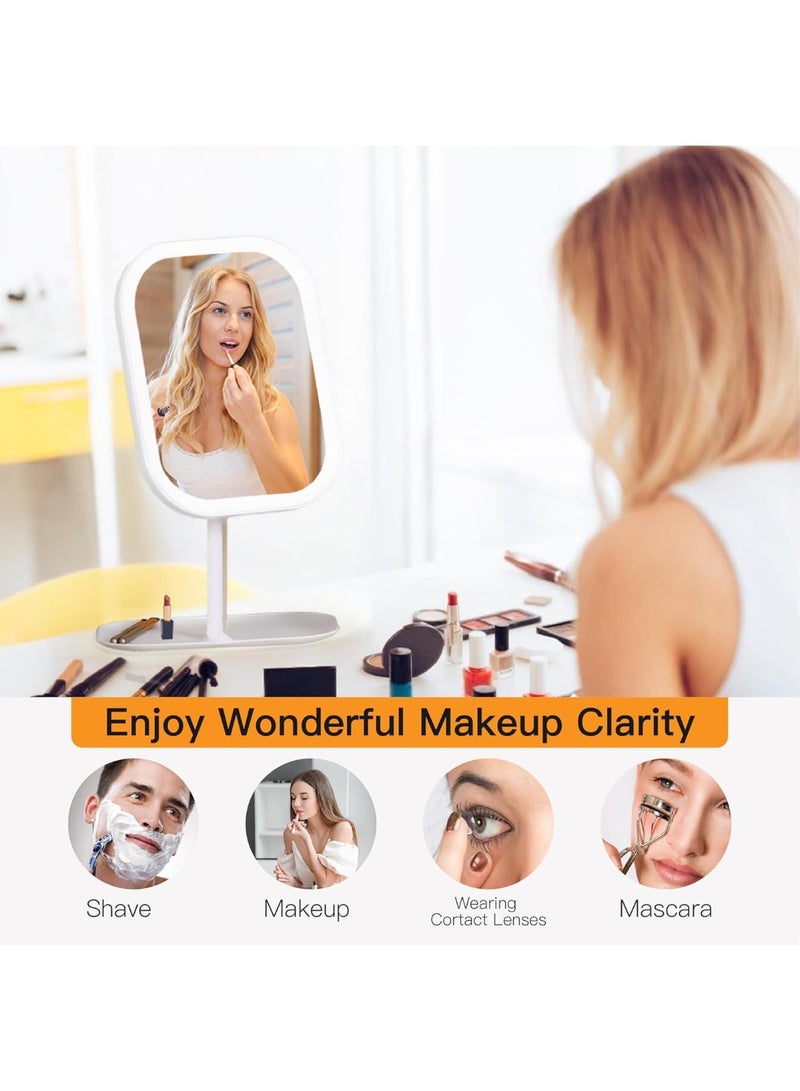 Rechargeable Makeup Vanity Mirror with LED Lights,Portable Lighted Makeup Beauty Mirror,3 Color Changeable Lighting,Dimmable Touch Screen,720°Rotation LED Cosmetic Mirror with Lights (White) - Image 5