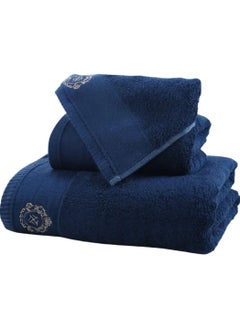 Mersa Blue Bath Towel Set Premuim Bamboo Soft And Absorbent Face Hand Bath Towels, Set of 3 Pcs