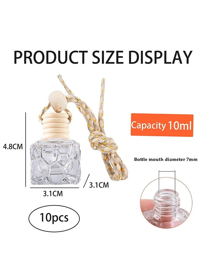 الوجبة 10 قطع من زجاجات معطر جو للسيارة، زجاجة عطر للسيارة سعة 10 مل، فارغة، زجاجة زجاجية لنشر العطور، موزع للسيارة للزيوت العطرية، موزع للزيوت العطرية العطرية للسيارة والمكتب وديكور العطور - Image 2