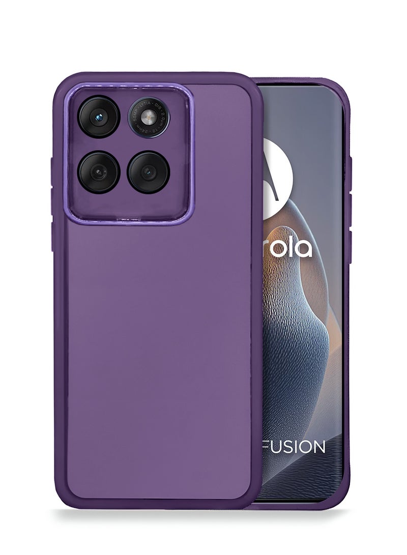 Wtech Motorola Edge 60 / Motorola Edge 60 Fusion 5G 2025 Soft Transparent TPU Camera Protection Silicone Ultra Thin Phone Stylish Electroplated Camera Border Back Case Cover - Eggplant Purple - Image 1