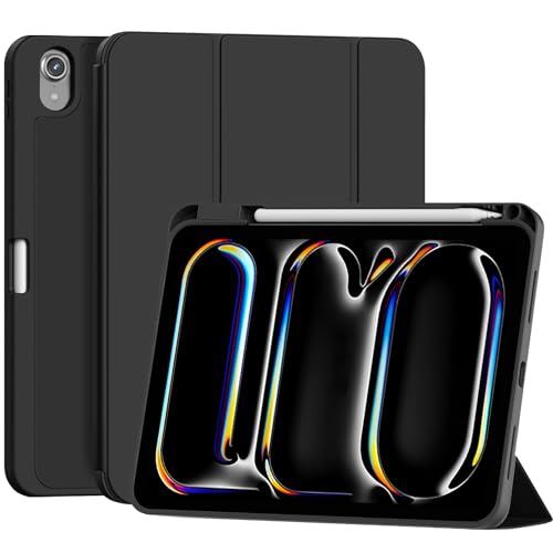 SidunRilax Case for iPad (A16) 11th Generation 11 inch 2025 / iPad 10th Generation 10.9 inch 2022, smart Folio with Pencil Holder, Soft TPU Back,Auto Wake/Sleep, Support Touch ID - Black - Image 1