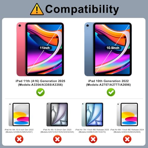 SidunRilax Case for iPad (A16) 11th Generation 11 inch 2025 / iPad 10th Generation 10.9 inch 2022, smart Folio with Pencil Holder, Soft TPU Back,Auto Wake/Sleep, Support Touch ID - Black - Image 2