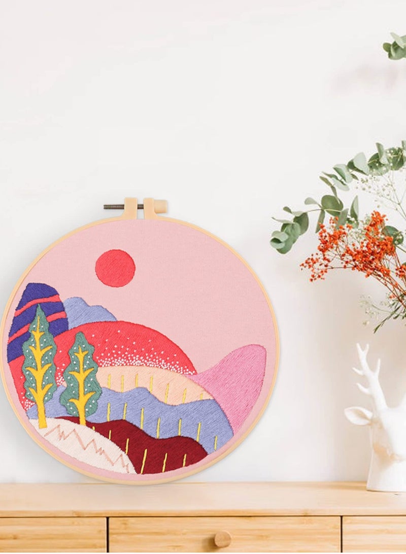 SYOSI Embroidery Kit for Beginners, Hand DIY Cross Stitch Kits, Plants Flowers Embroidery and Natural Landscape Patterns with Embroidery Hoops and Color Threads for Adults Kids  - Image 4