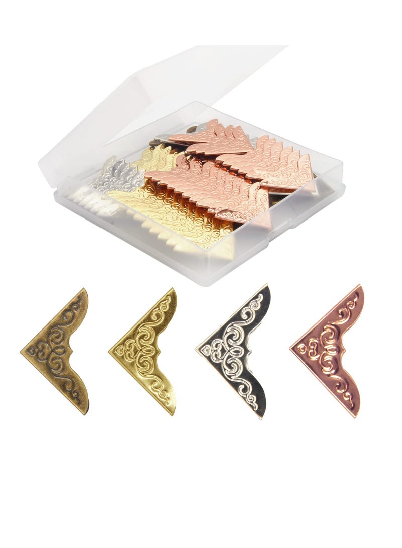 Excefore 200-قطعة زوايا كتب معدنية - واقيات زوايا صغيرة لألبومات القصص والصور والمذكرات - زوايا زخرفية حديدية للقوائم والمجلدات (ذهبي، فضي، وردي ذهبي، برونز عتيق) - Image 1