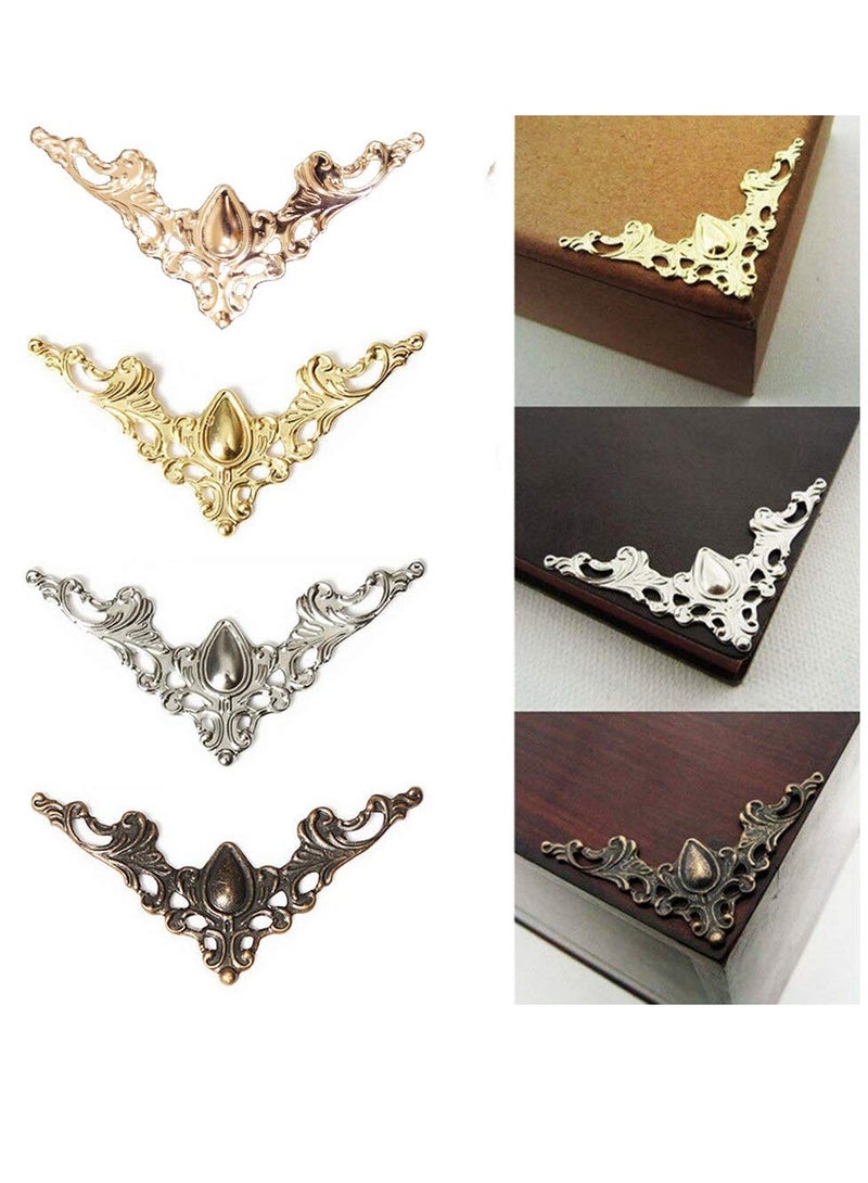 Excefore 200-قطعة زوايا كتب معدنية - واقيات زوايا صغيرة لألبومات القصص والصور والمذكرات - زوايا زخرفية حديدية للقوائم والمجلدات (ذهبي، فضي، وردي ذهبي، برونز عتيق) - Image 3