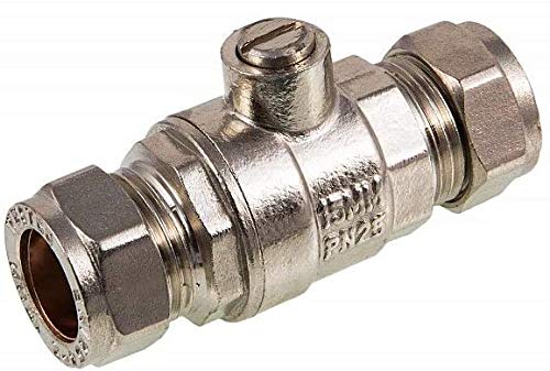 Generic DBS Pack of 2 Chrome Plated 15mm Full Flow Bore Isolating Isolation Valve Heavy Pattern Compression Joint 