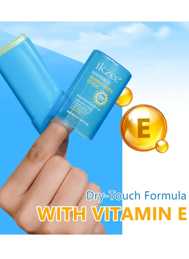 IKZEE Invisible Sunscreen Stick SPF 50+ for Face and Body UVA UVB Protection Dry and Wet Application Dry Touch Formula with Vitamin E Long Lasting 80Min Water Resistant Sunscreen Cream 13.2g  - Image 5