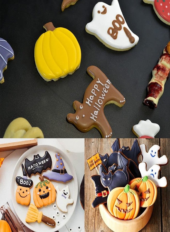 kukifun 8Pack Halloween Cookie Cutter Set, Large Stainless Steel Biscuit Molds with Pumpkin, Witch Hat, Bat, Cat, Ghost, Coffin, Vampire Teeth, Owl for Halloween Birthday Party Cake Decoration - Image 4