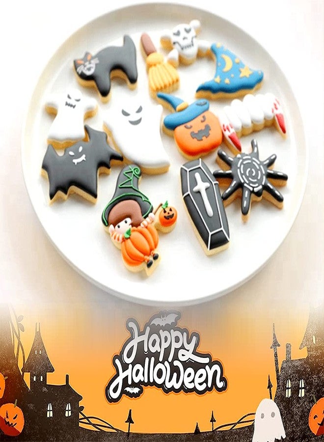 kukifun 8Pack Halloween Cookie Cutter Set, Large Stainless Steel Biscuit Molds with Pumpkin, Witch Hat, Bat, Cat, Ghost, Coffin, Vampire Teeth, Owl for Halloween Birthday Party Cake Decoration - Image 5