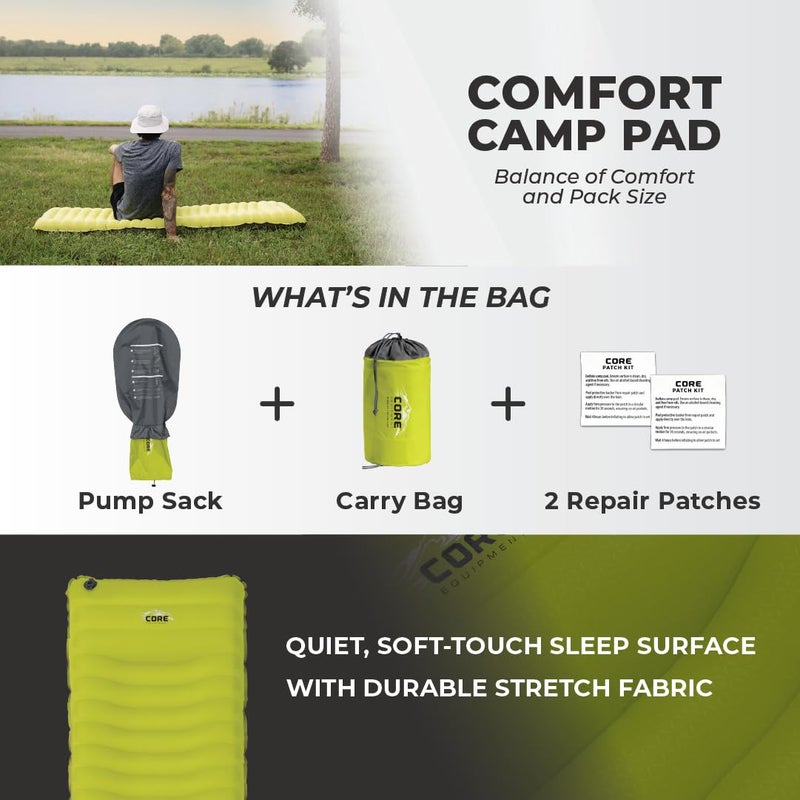 CORE Sleeping Pad for Camping | Perfect Ultralight Sleeping Mat for Tents & Camping Gear | Lightweight & Inflatable Blow Up Mattress for Travel, Hiking & Outdoor Use - Image 3