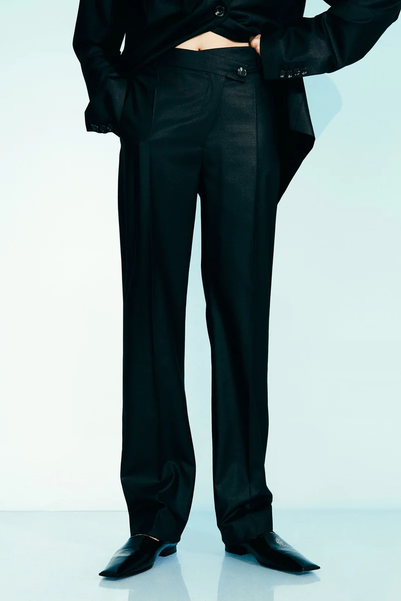 H&M Wool-blend wrapover-waist trousers