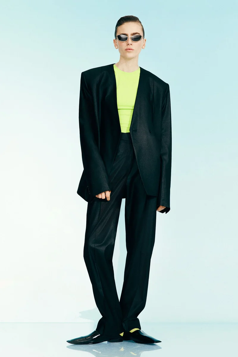 H&M Wool-blend wrapover-waist trousers