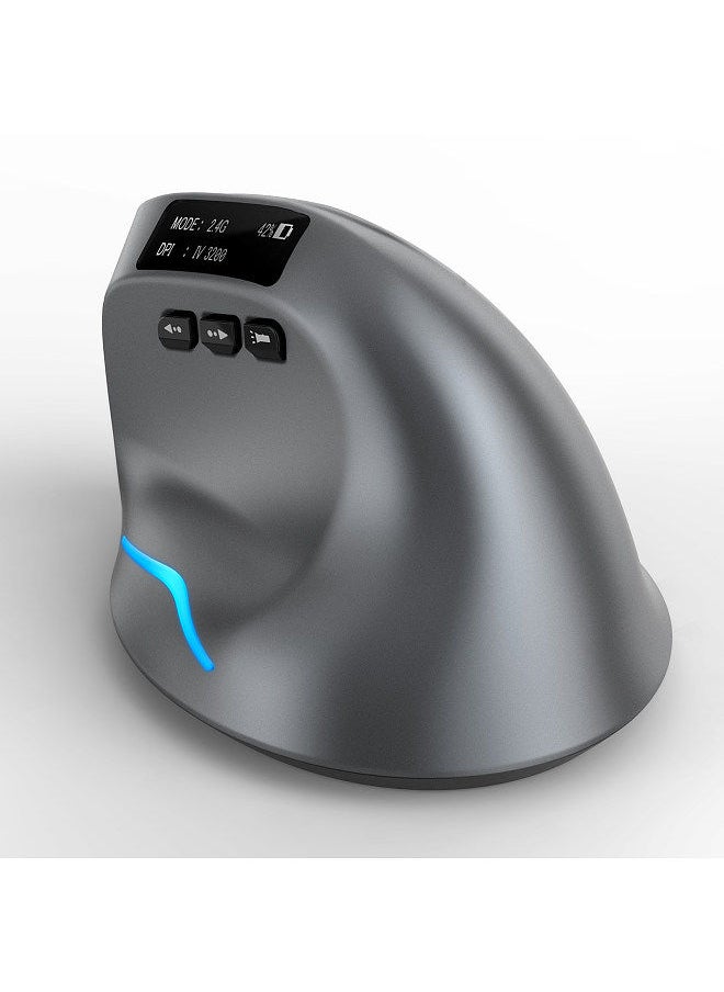 ZELOTES - F-26C Rechargeable display dual-mode wireless mouse with silent 2.4GHz BT gray - Image 1