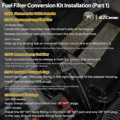 Bzcovac 6.7 Powerstroke Fuel Filter Conversion Kit for Ford 2011–2025 F-250 F-350 F-450 F-550, Upper Filter Housing Retrofit Kit, 121003 - Image 5
