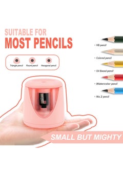 Y&D Electric Pencil sharpeners for Kids, Small Battery Operated Sharpener Colored No.2 HB Pencils 6 to 8mm, USB Powerd Artist Classroom School Work Office of Pink  - Image 3