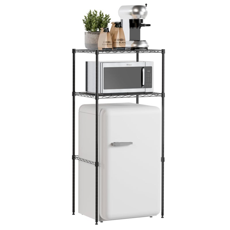 Whitmor 2-Tier Mini Fridge and Microwave Storage Shelf,Adjustable Height Metal Small Refrigerator Stand,110 lbs Capacity per Shelf, Max 220 lbs Total for Kitchen, Office, and Dorms,24" L x 18" D x 52" H - Image 1