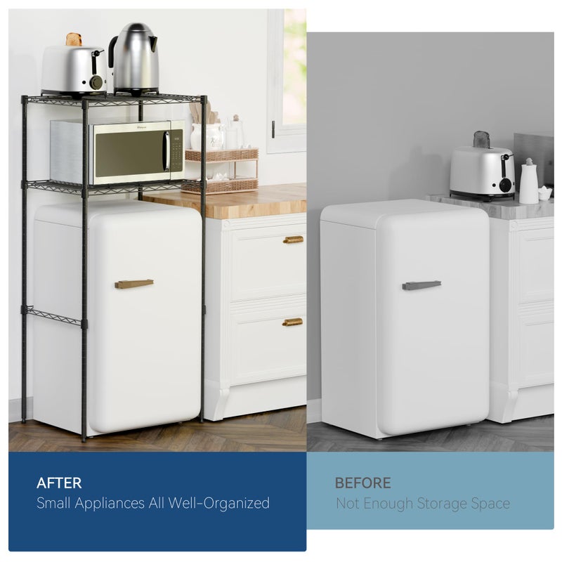 Whitmor 2-Tier Mini Fridge and Microwave Storage Shelf,Adjustable Height Metal Small Refrigerator Stand,110 lbs Capacity per Shelf, Max 220 lbs Total for Kitchen, Office, and Dorms,24" L x 18" D x 52" H - Image 5