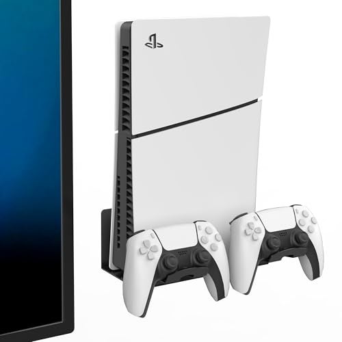 Monzlteck Universal Game Console Wall Mount + 2 Controller Holders, Compatible with PS3, PS4 Pro/Slim, PS5 Slim/Pro, Xbox 360/One S/One X - Image 1