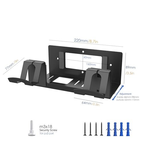 Monzlteck Universal Game Console Wall Mount + 2 Controller Holders, Compatible with PS3, PS4 Pro/Slim, PS5 Slim/Pro, Xbox 360/One S/One X - Image 2